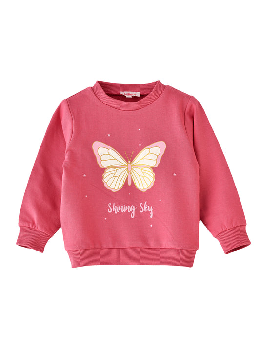 Jelliene Girls Butterfly Print Sweatshirt - Pink