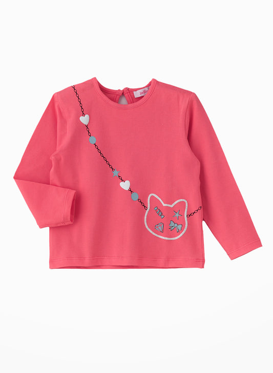 Jelliene Cozy Knit Long Sleeve T-Shirt for Girls - Pink