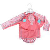 Zoocchini Baby Swim Set -Rash Guard Top, Swim Diaper & Sun Hat - Seahorse