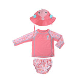 Zoocchini Baby Swim Set -Rash Guard Top, Swim Diaper & Sun Hat - Seahorse