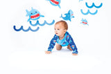 Zoocchini Baby Swim Set -Rash Guard Top, Swim Diaper & Sun Hat - Shark