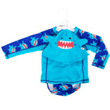 Zoocchini Baby Swim Set -Rash Guard Top, Swim Diaper & Sun Hat - Shark