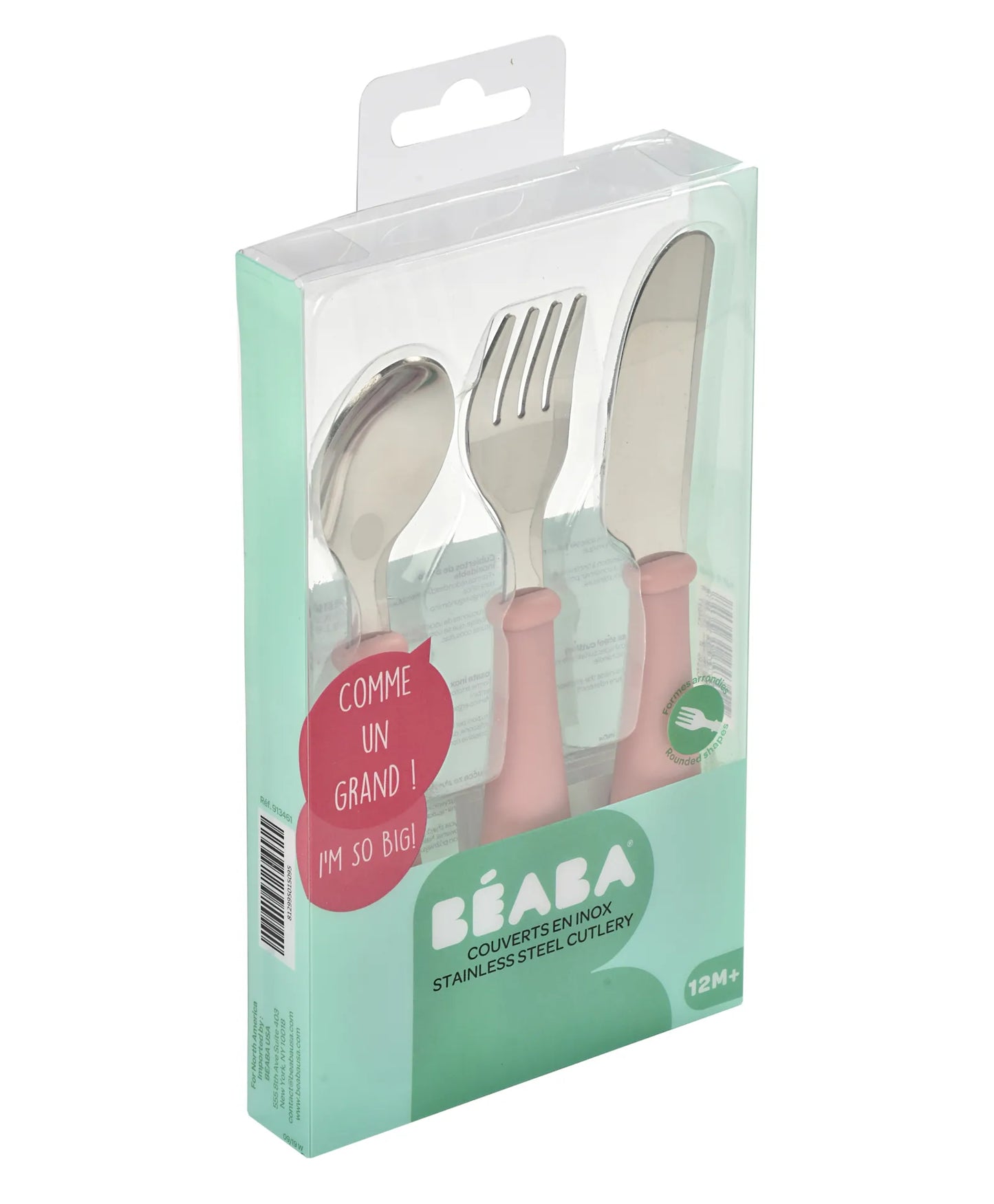 Beaba Stainless Steel Training Cutlery - Old Pink