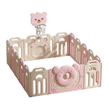 Lovely Baby Kids Bear Playpen With Basketball Hoop 16pcs - Pink