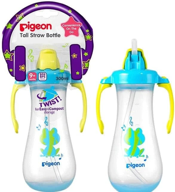 Pigeon Tall Straw Bottle - Blue