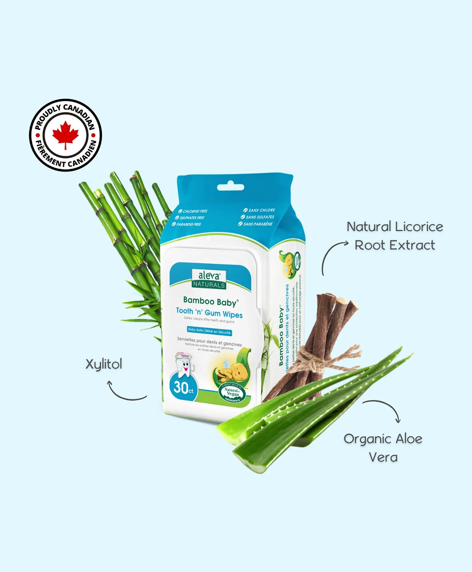 Aleva Naturals Bamboo Baby Specialty Tooth 'N' Gum Wipes - 30ct - Laadlee