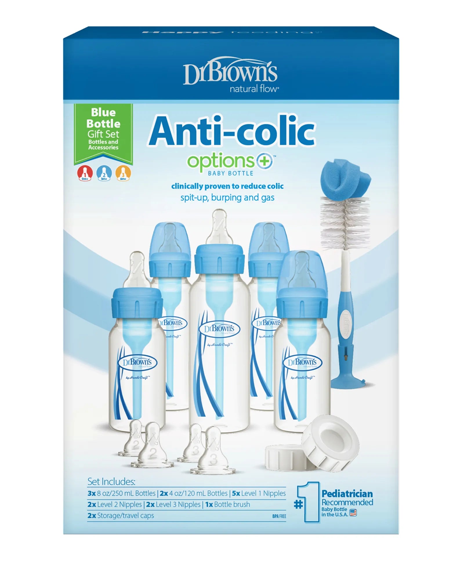 Dr. Brown's PP Narrow Anti-Colic Options+ Baby Bottle - Blue Set - Laadlee