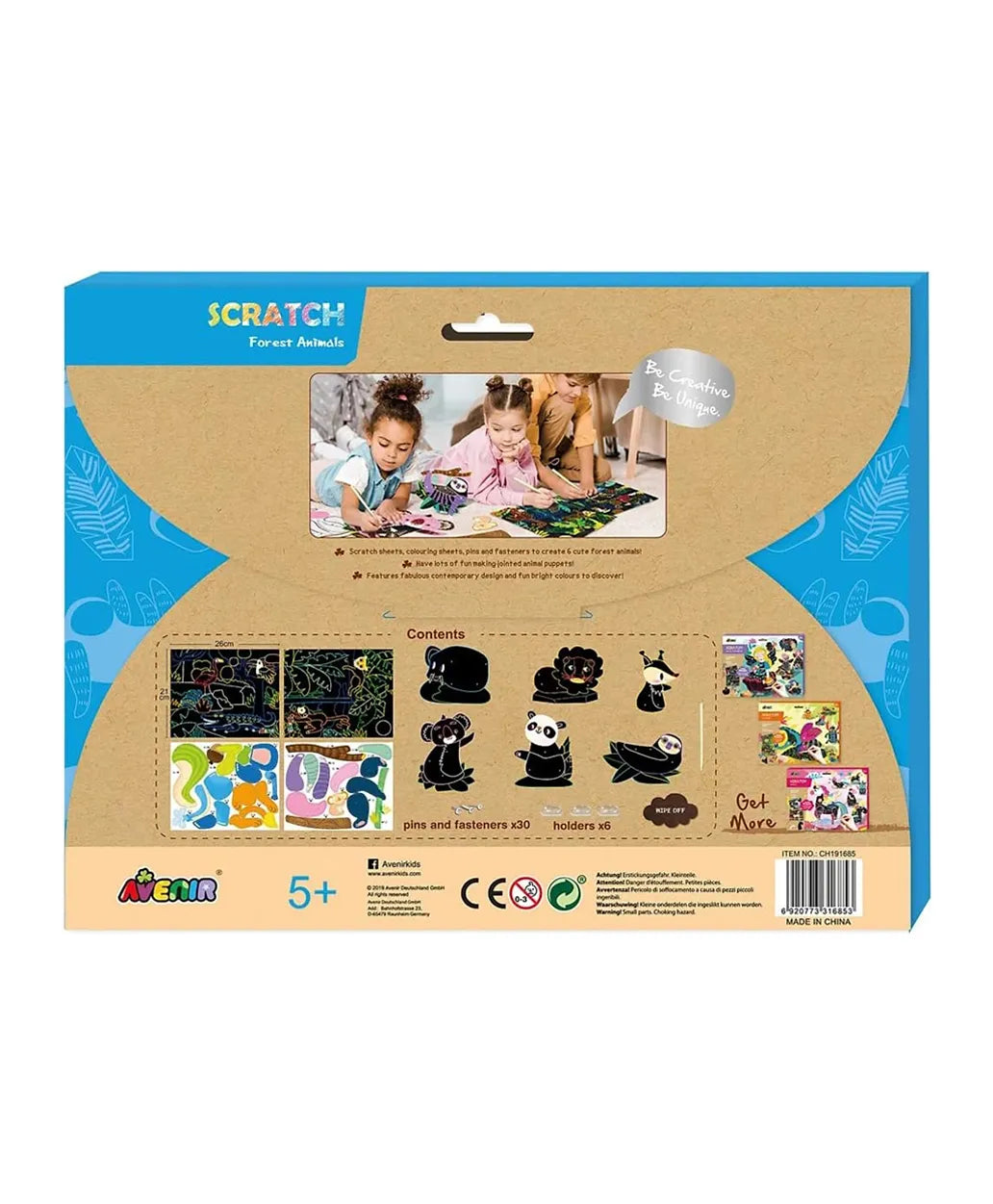 Avenir Scratch Create Your Own Magical Scratch Art Puppets - Jungle Animals - Laadlee