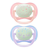 Philips Avent Silicone Ultra Air Soother Nighttime (0M - 6M)- Pack of 2