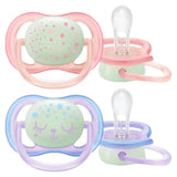 Philips Avent Silicone Ultra Air Soother Nighttime (0M - 6M)- Pack of 2