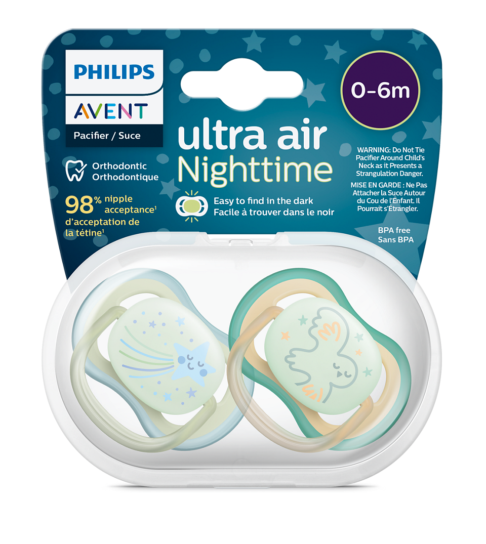 Philips Avent Ultra Air Soother Nighttime 0M-6M Boy - 2 Pcs