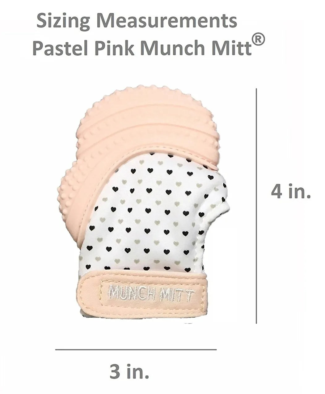 Malarkey Kids Munch Mitt Teething Mitten Hearts - Pastel Pink - Laadlee