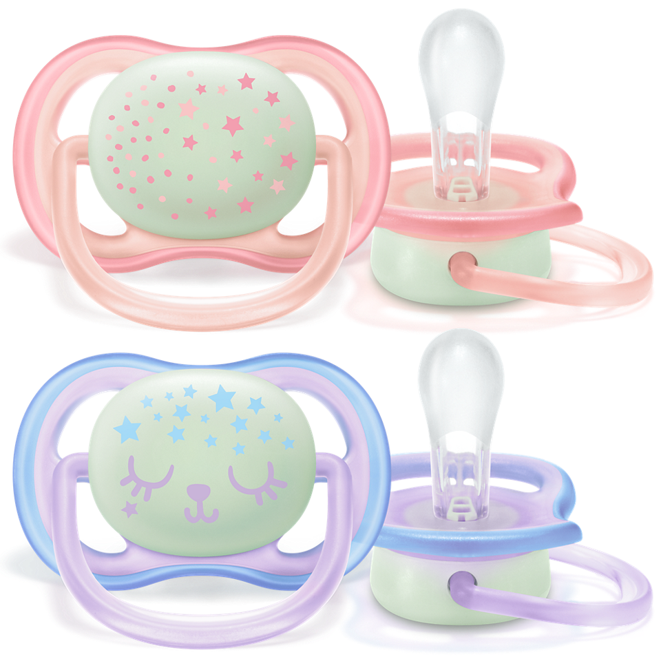 Philips Avent Ultra Air Soother Nighttime 0M-6M Girl - 2 Pcs