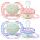 Philips Avent Ultra Air Soother Nighttime 0M-6M Girl - 2 Pcs