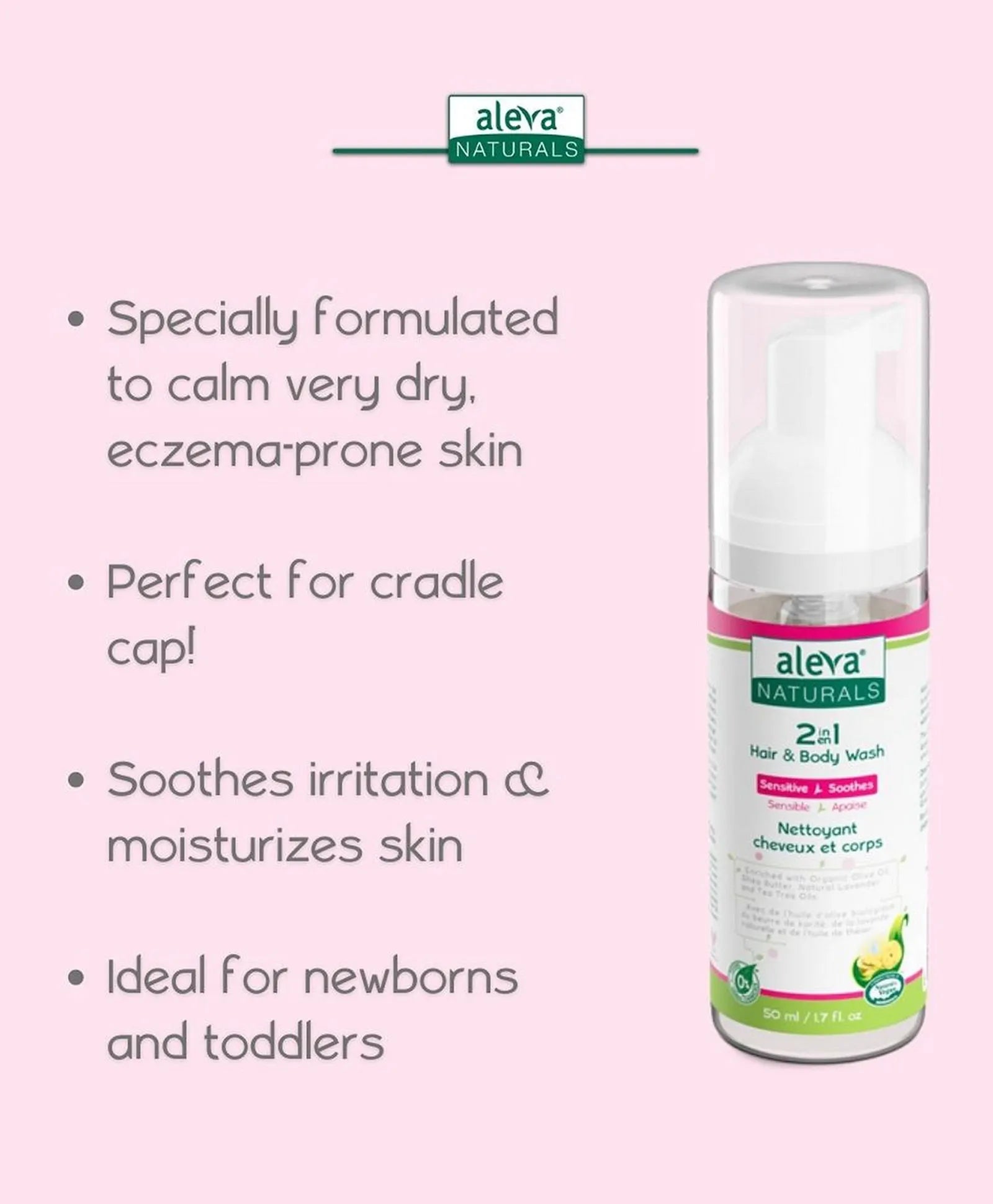 Aleva Naturals 2 In 1 Hair & Body Wash - Travel Size - 50ml - Laadlee