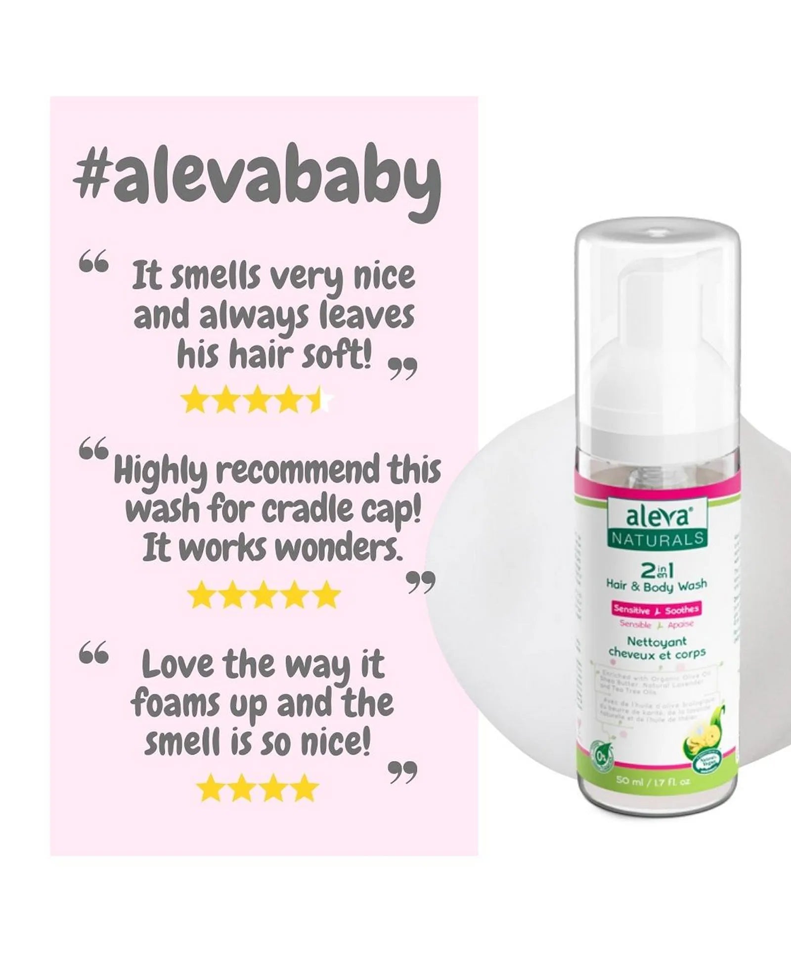 Aleva Naturals 2 In 1 Hair & Body Wash - Travel Size - 50ml - Laadlee