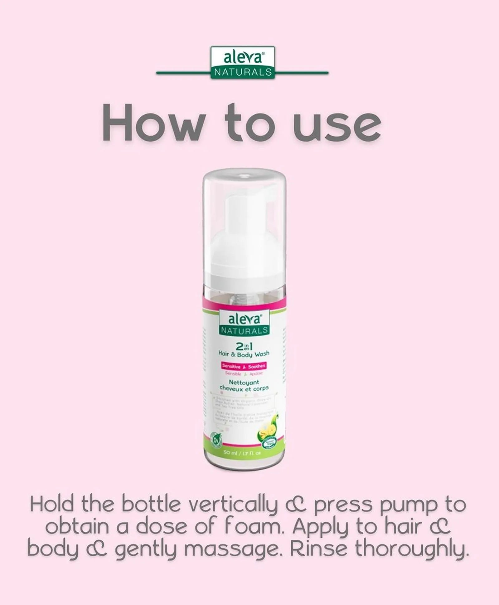 Aleva Naturals 2 In 1 Hair & Body Wash - Travel Size - 50ml - Laadlee