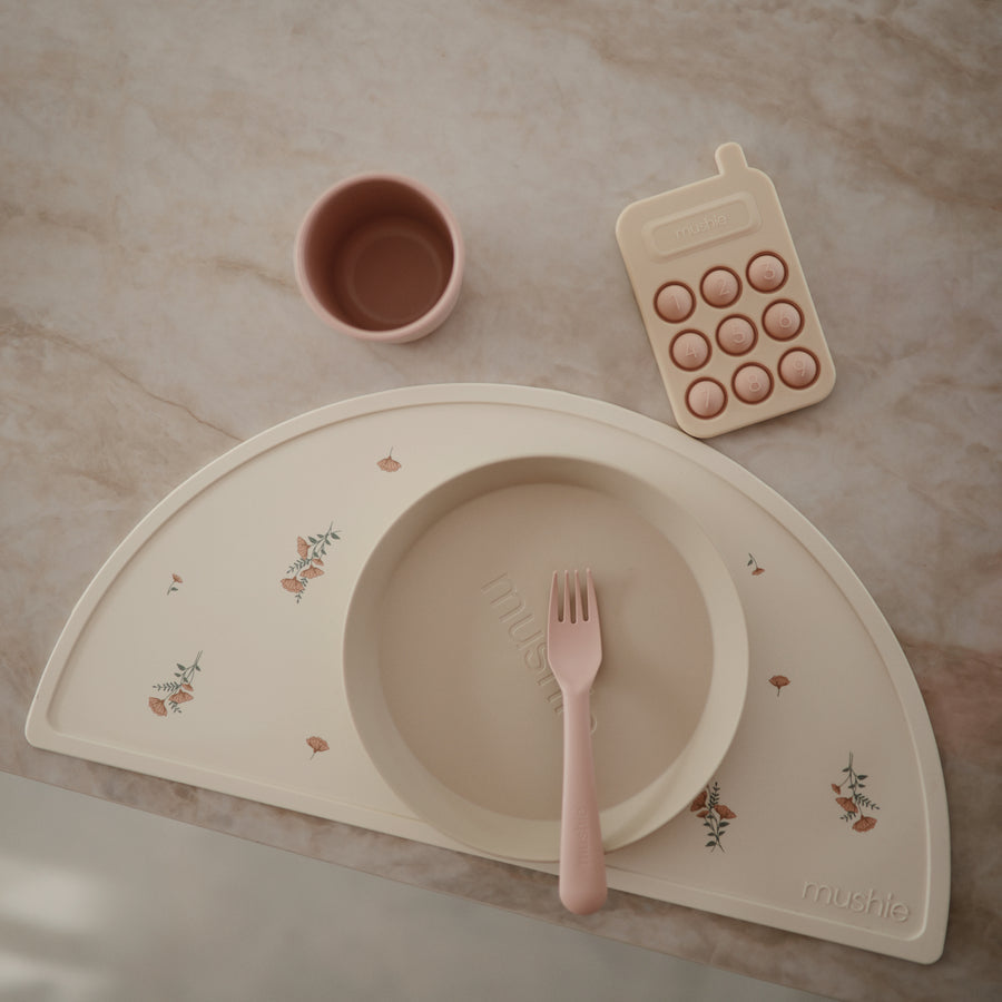Mushie Silicone Mat Pink Flowers - Laadlee