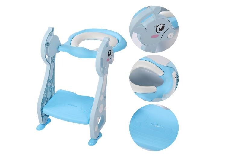 Pikkaboo EasyGo+ Potty Training Seat with Step Ladder - Blue Giraffe