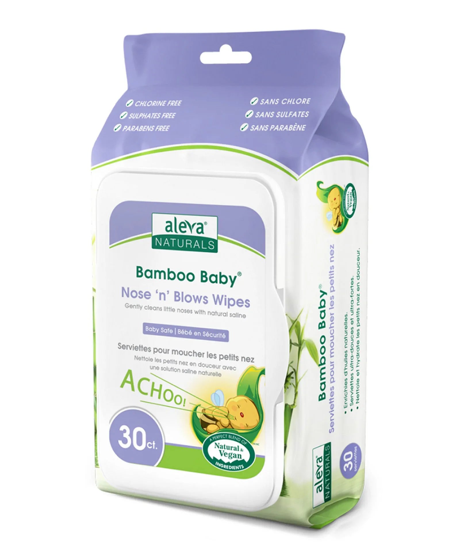 Aleva Naturals Bamboo Baby Specialty Nose 'N' Blows Wipes - 30ct - Laadlee