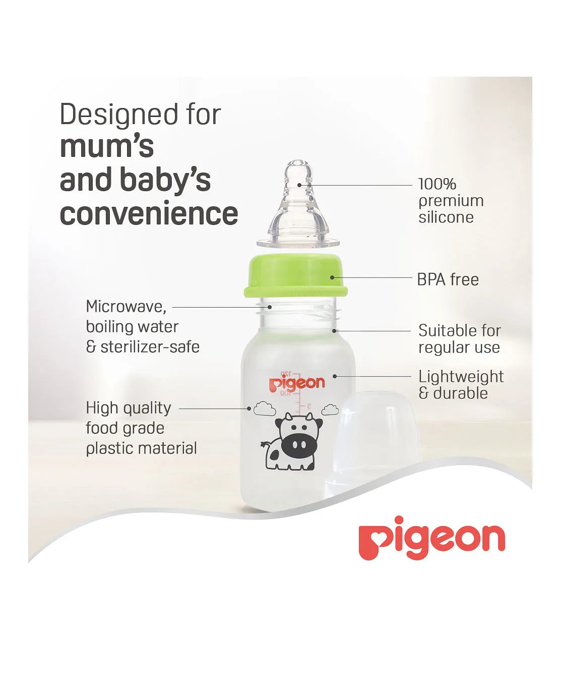 Pigeon Decorated Plastic Bottle 50ml - Assorted