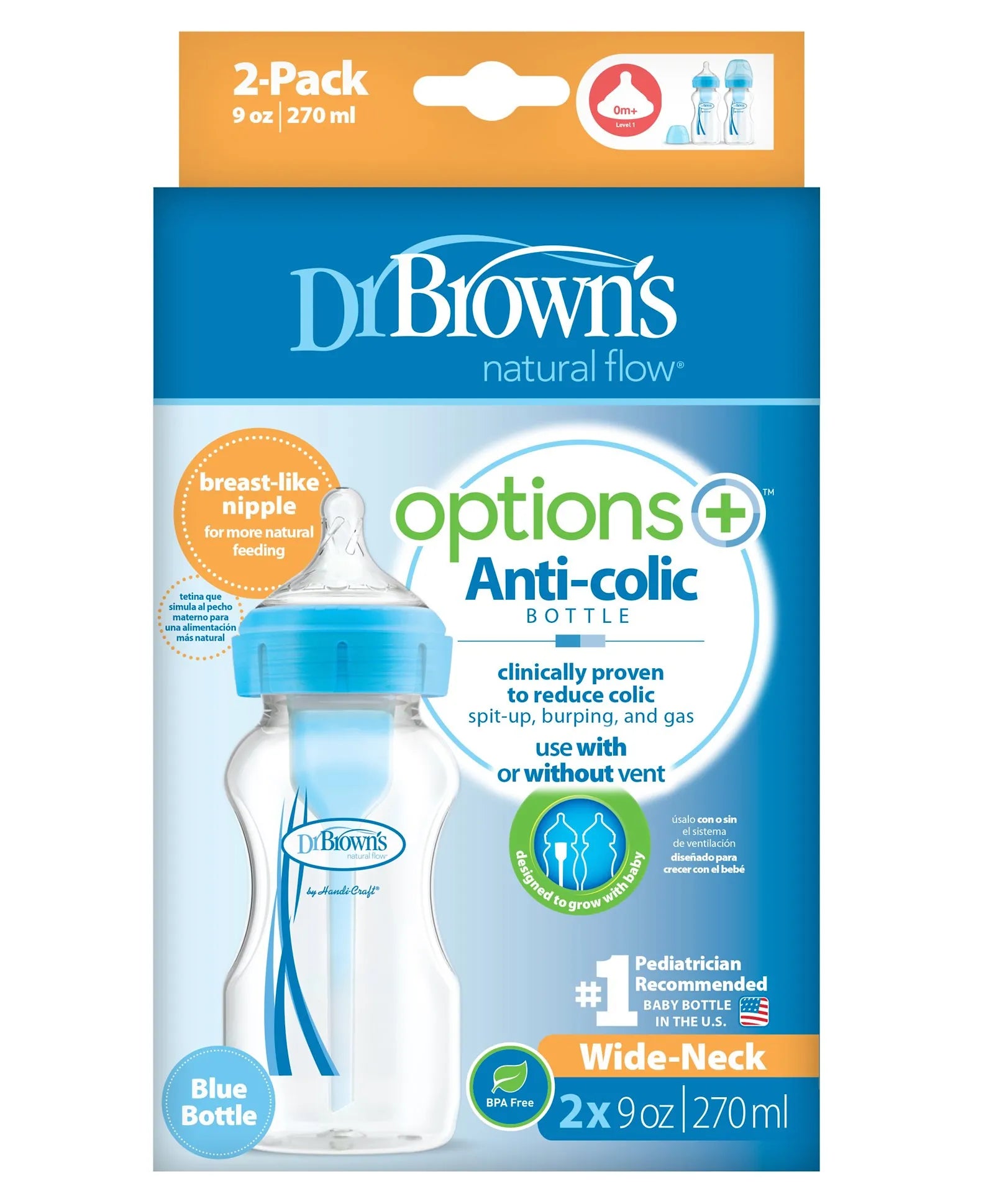 Dr. Brown's PP Narrow Options+ Bottle 120ml - Blue - Pack of 2 - Laadlee