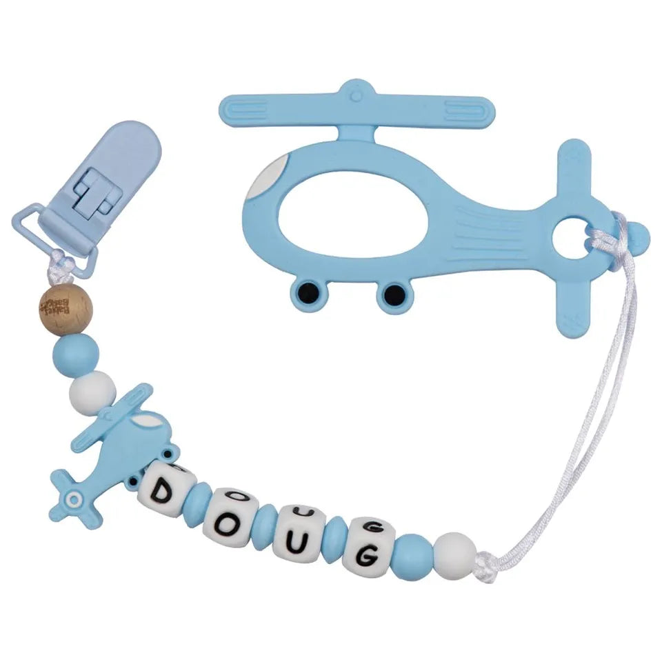 Babies Basic Customized Helicopter Pacifier Clip - Blue