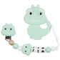 Babies Basic Customized Dino Pacifier Clip - Mint