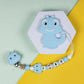 Babies Basic Customized Dino Pacifier Clip - Blue