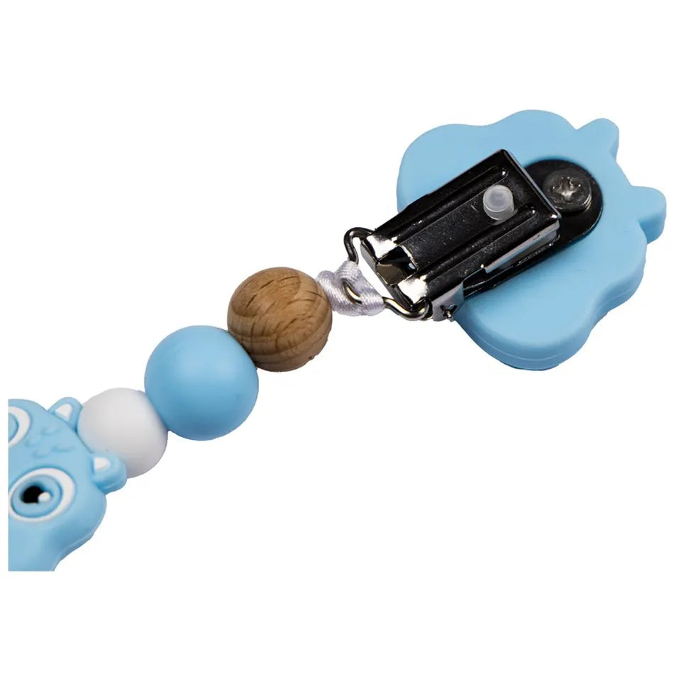 Babies Basic Customized Dino Pacifier Clip - Blue