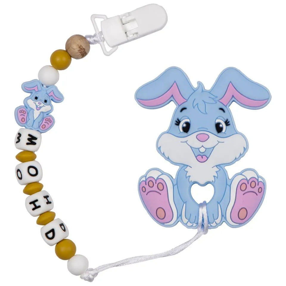 Babies Basic - Customized Bunny Pacifier Clip - Sky Blue