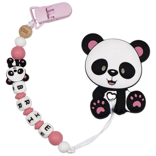 Babies Basic Customized Panda Pacifier Clip - Pink