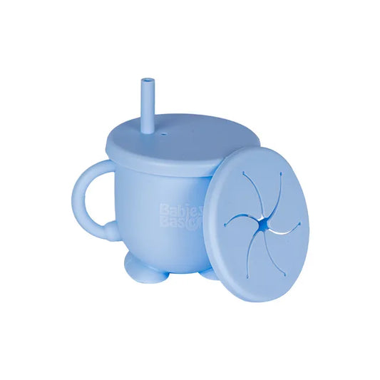 Babies Basic 2 In 1 Silicone Cup with Straw Or A Snack Lid - Blue