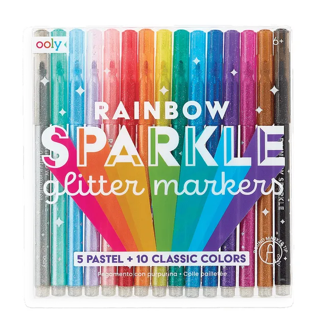 Ooly Rainbow Sparkle Glitter Markers - Pack of 15