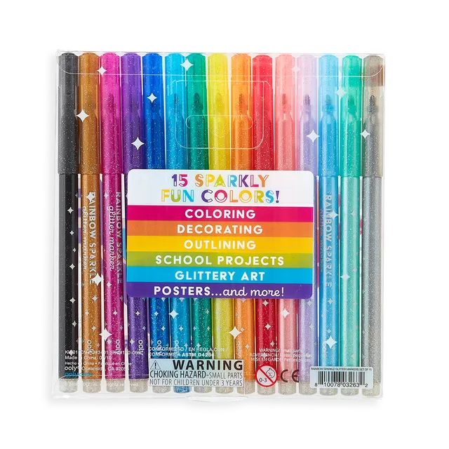 Ooly Rainbow Sparkle Glitter Markers - Pack of 15