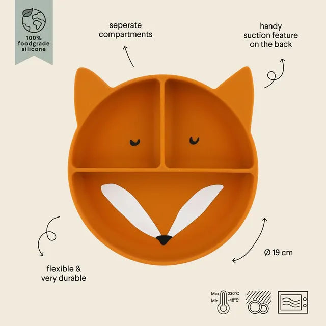 Trixie Silicone Divided Plate With Suction - Mr. Fox