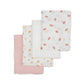 Lulujo 4-Pack Bamboo Muslin Swaddle Blankets - Berries & Peaches