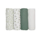 Lulujo 4-Pack Bamboo Muslin Swaddle Blankets - Bunnies & Fern