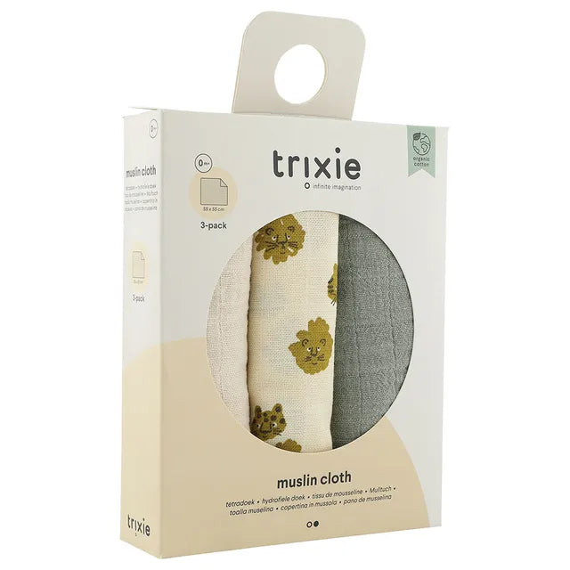 Trixie Muslin Washcloths 3-Pack Mix - Lucky Leopard