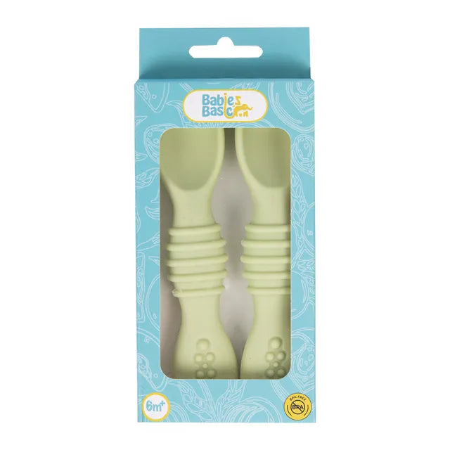 Babies Basic Silicone First Stage Training Spoons - Mint