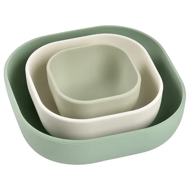 Beaba Silicone 3 Piece Nesting Bowl Set - Sage Green