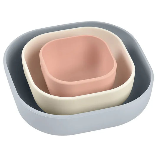 Beaba Silicone 3 Piece Nesting Bowl Set - Velvet Grey