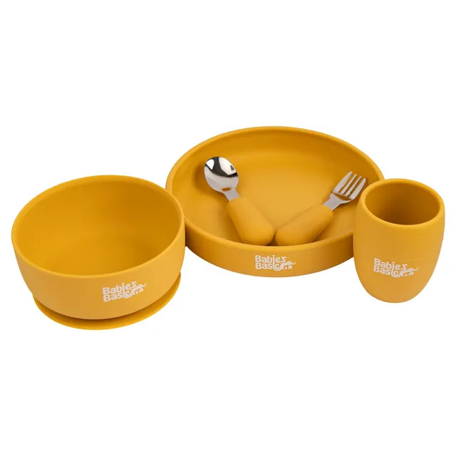 Babies Basic Plate, Bowl, Cup And Cutlery with Case 5pcs - Yellow