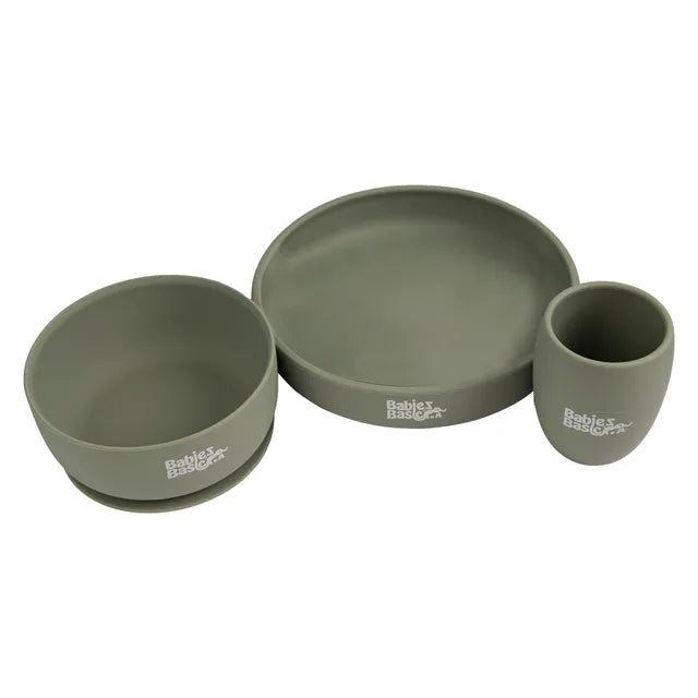 Babies Basic Silicone Plate, Bowl & Cup - Green