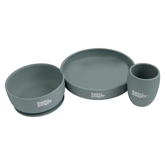 Babies Basic Silicone Plate, Bowl & Cup - Indigo