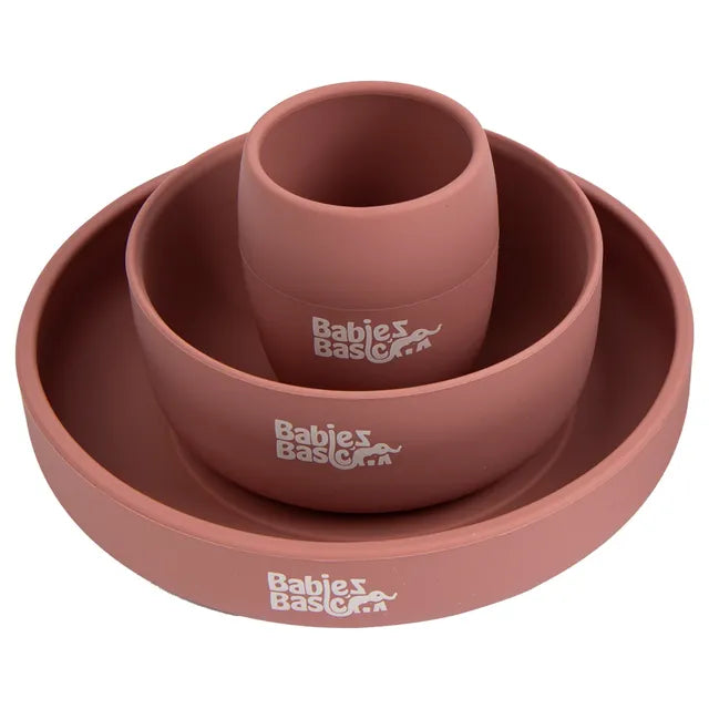 Babies Basic Silicone Plate, Bowl & Cup - Pink