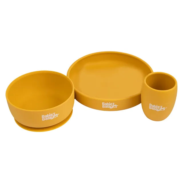 Babies Basic Silicone Plate, Bowl & Cup - Yellow