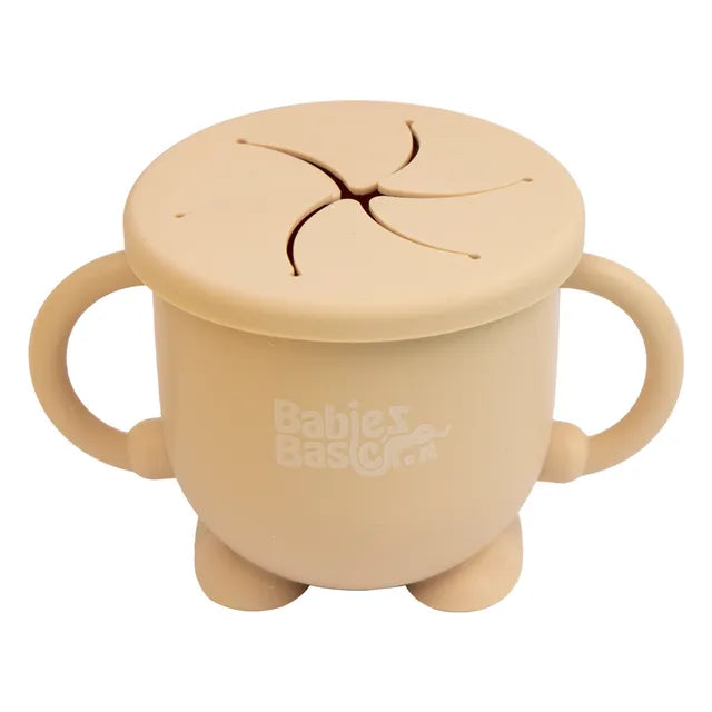 Babies Basic 2 In 1 Silicone Cup with Straw Or A Snack Lid - Beige