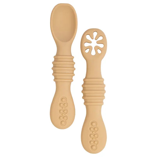 Babies Basic Silicone First Stage Training Spoon with Masher - Cream