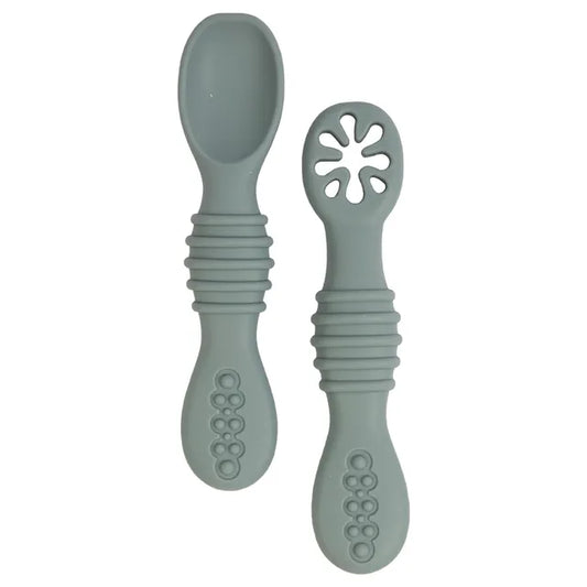 Babies Basic Silicone First Stage Training Spoon with Masher - Indigo